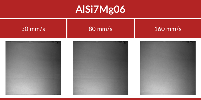 AlSi7Mg06 picture of homogeneous layer, with only small waves orthogonal to the recoater displacement